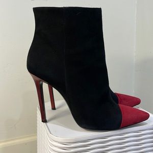 Suede, heeled, ankle bootie